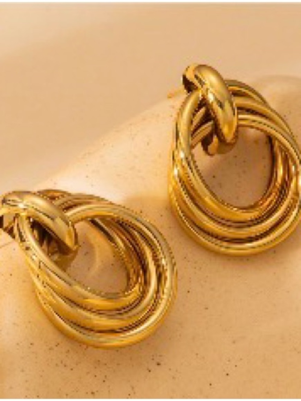 18k Gold chunky  Twisted Hoop Drop Earrings for Women